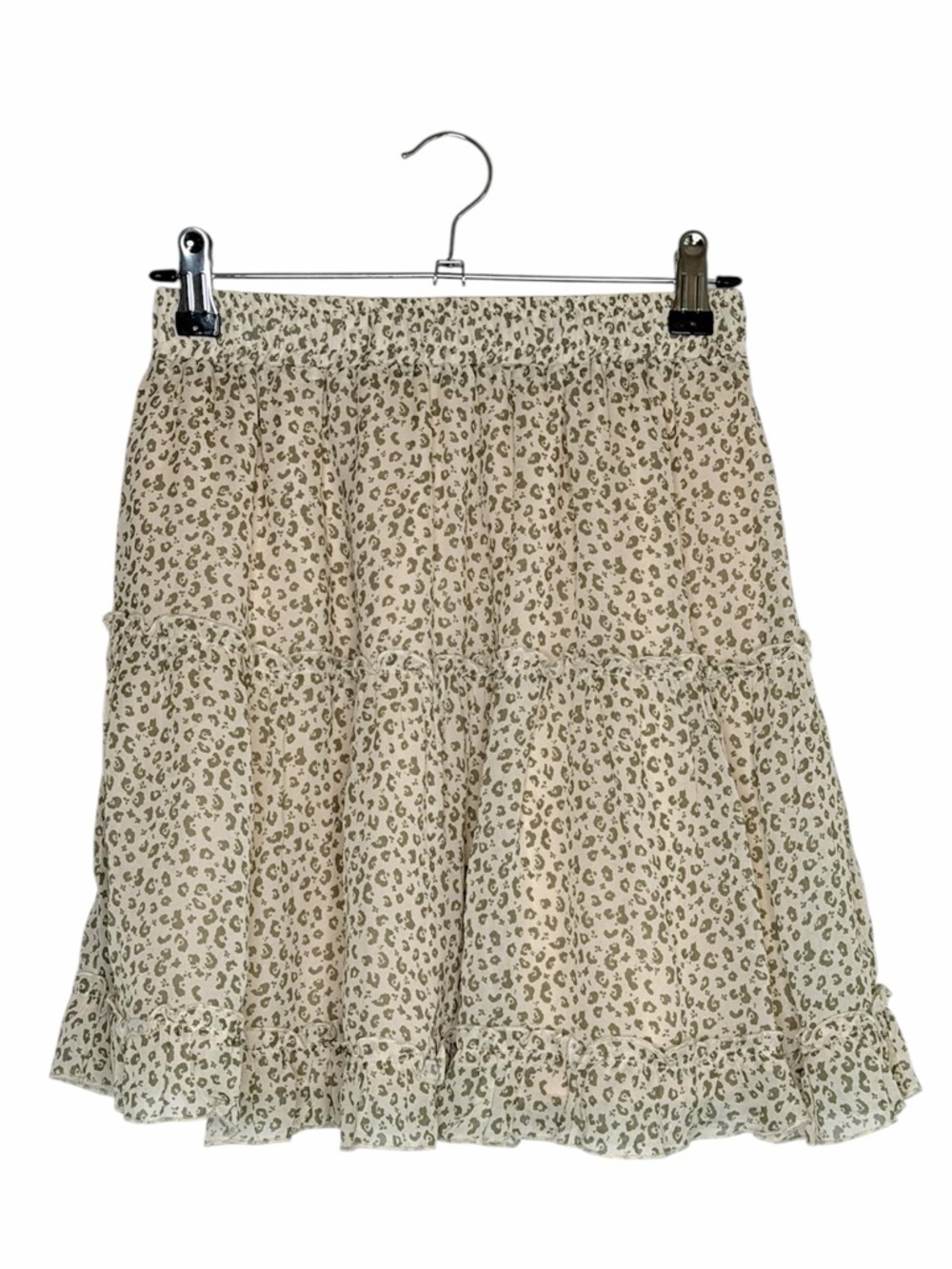 Lavender Brown Beige Leopard Tiered Mini Skirt With Ruffles